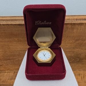 Chelsea Hexagonal Brass Clock In Presentation Case